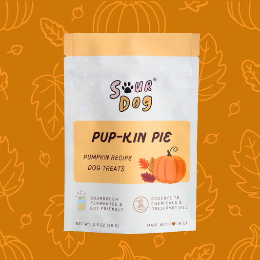 Front side of SourDog's Pupkin Pie, pumpkin sourdough fermented dog treats for sensitive stomach